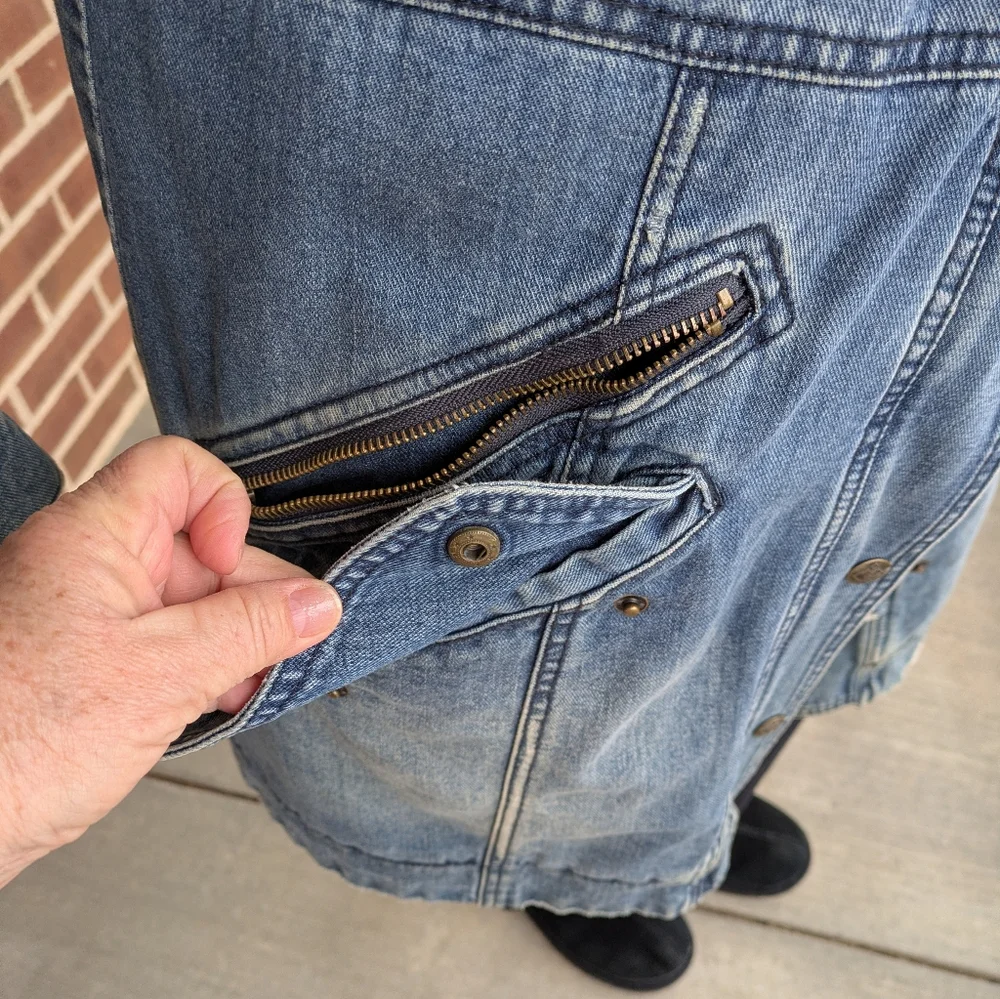 Rare Free People Rendered Denim Sherpa Jacket/Coat- Small ( Oversized) - Picture 5 of 12